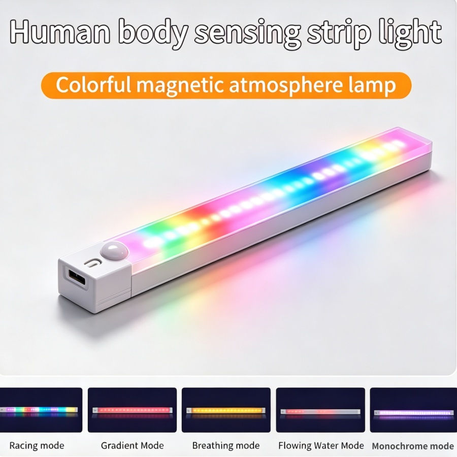 Accessories For Your Gaming Room - ไฟ LED RGB แบบชาร์จไฟได้สำหรับโต๊ะทำงาน พร้อมเซ็นเซอร์ตรวจจับความเคลื่อนไหว แถบไฟแม่เหล็ก