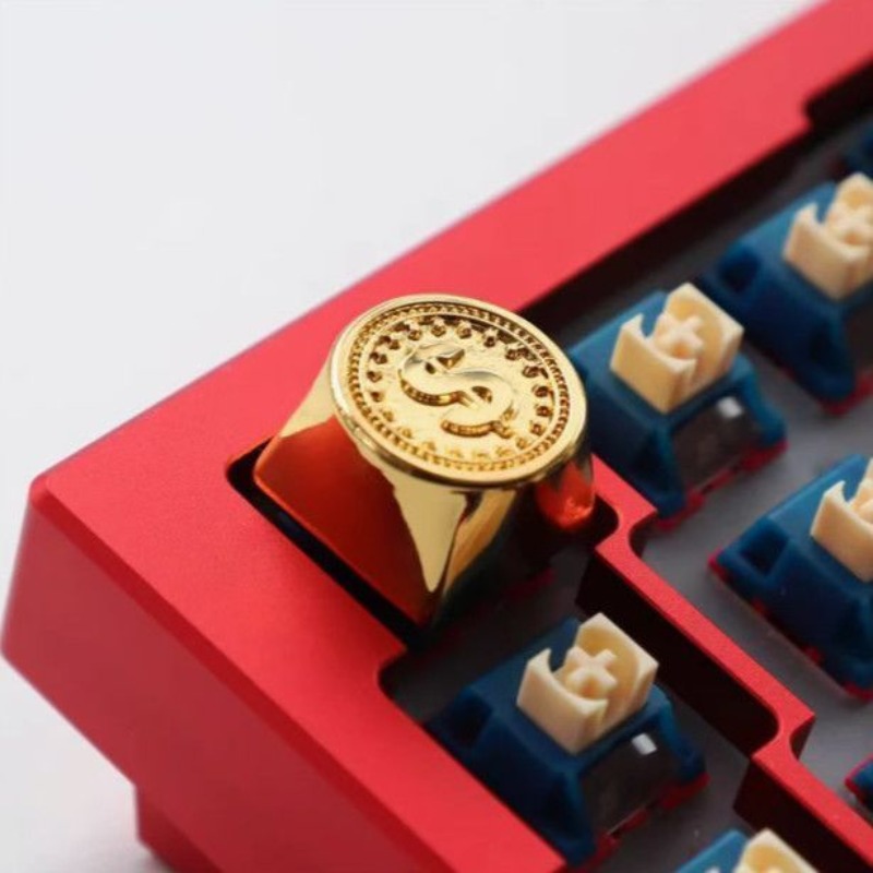 Gaming Accessories Aesthetic - คีย์แคปธีมเหรียญทอง USD ใหม่ สไตล์อนิเมะ สำหรับคีย์บอร์ดแบบกลไก ปรับแต่งได้