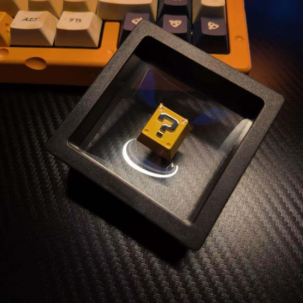 Gaming Accessories For Room - คีย์แคปโลหะลายบล็อกคำถามพิกเซล 8-บิตสไตล์เรโทร - ฝาครอบสวิตช์คีย์บอร์ดกลไกโลหะผสมสังกะสีแบบ 3D ลายนูน